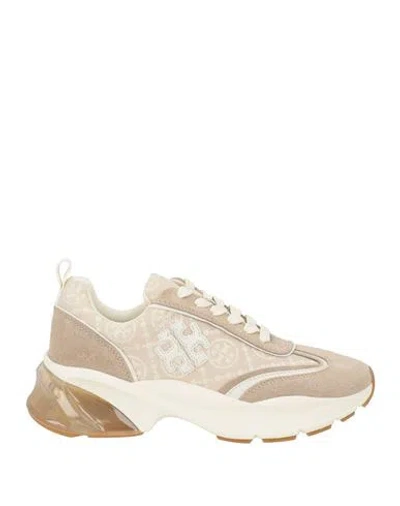 Tory Burch Woman Sneakers Beige Size 8.5 Leather, Textile Fibers In Gold