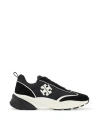 Tory Burch Good Luck Black And White Sneakers With Double T Detail In Tech Jersey And Fabric Woman In Black