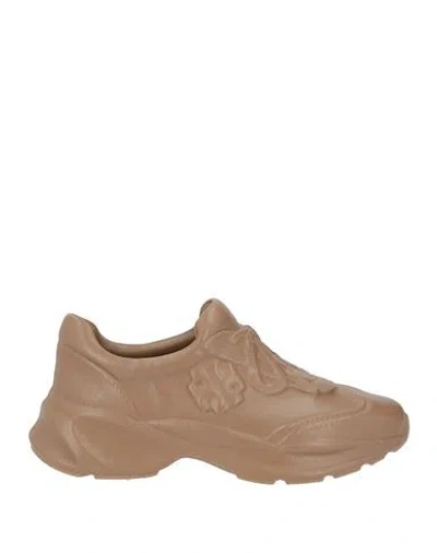 Tory Burch Woman Sneakers Brown Size 9 Leather In Animal Print