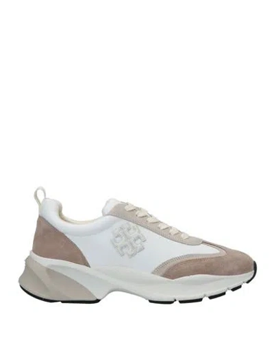 Tory Burch Woman Sneakers Khaki Size 5 Textile Fibers, Soft Leather In Neutral