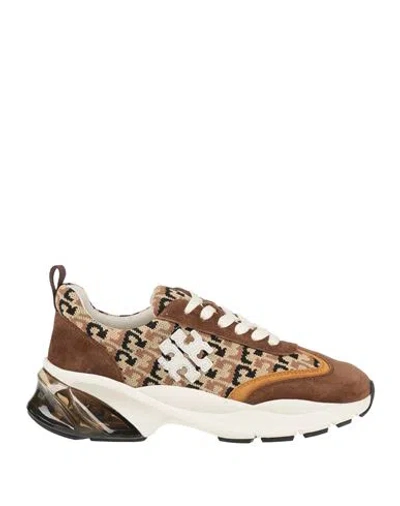 Tory Burch Woman Sneakers Light Brown Size 8 Leather, Textile Fibers In Beige