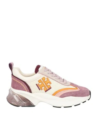 Tory Burch Woman Sneakers Mauve Size 7.5 Textile Fibers, Leather In Purple
