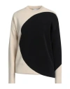 Tory Burch Merino Wool Sweater With Color Block Design In Beige