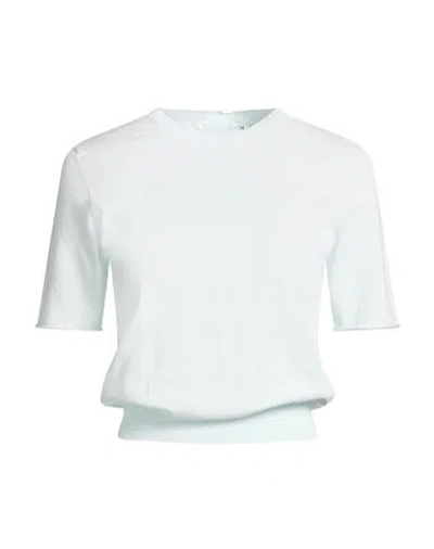 Tory Burch Woman Sweater Sky Blue Size L Cotton In White