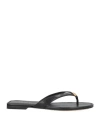 Tory Burch 'classic' Black Flip Flop Sandals With Logo Plaque And Thong Strap