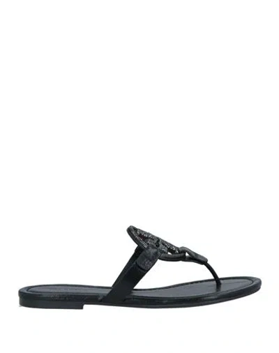 Tory Burch Woman Thong Sandal Black Size 6 Soft Leather