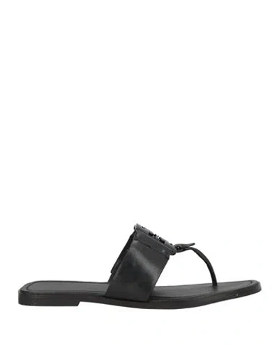 Tory Burch Woman Thong Sandal Black Size 7 Leather