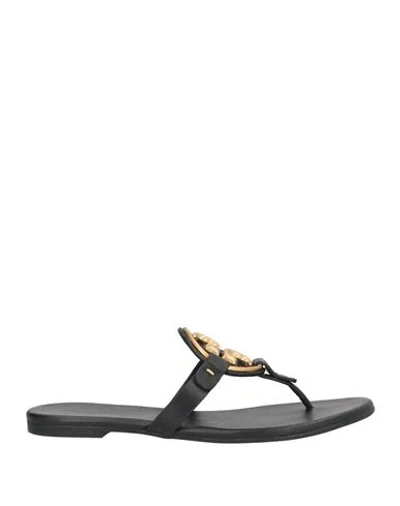 Tory Burch Woman Thong Sandal Black Size 7 Leather