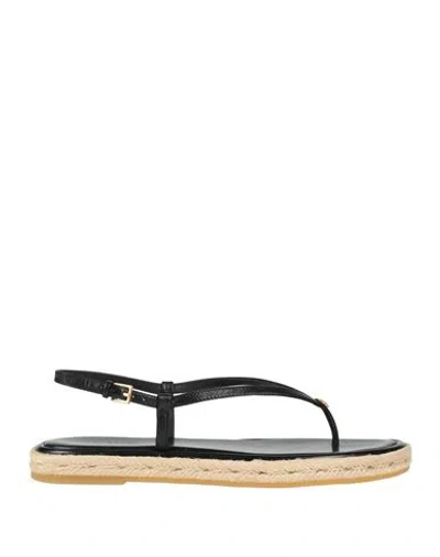 Tory Burch Woman Thong Sandal Black Size 8 Leather