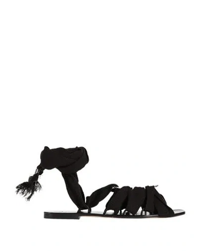 Tory Burch Woman Thong Sandal Black Size 8 Textile Fibers, Leather