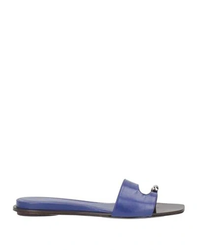 Tory Burch Woman Thong Sandal Blue Size 6 Goat Skin