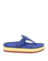 Tory Burch Woman Thong Sandal Blue Size 8 Leather In Blue