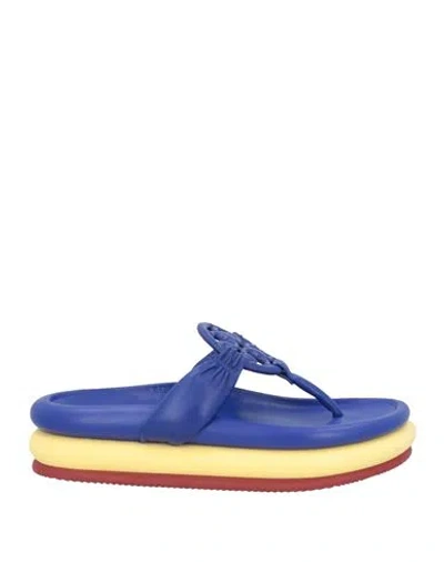 Tory Burch Woman Thong Sandal Blue Size 8 Leather