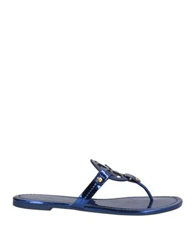 Tory Burch Woman Thong Sandal Blue Size 8 Synthetic Fibers