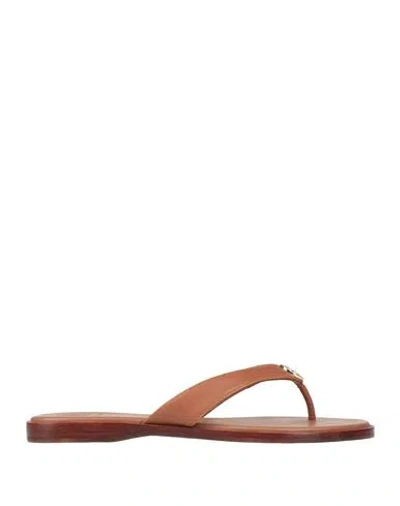 Tory Burch Woman Thong Sandal Brown Size 7 Calfskin