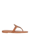 Tory Burch Woman Thong Sandal Brown Size 8 Calfskin