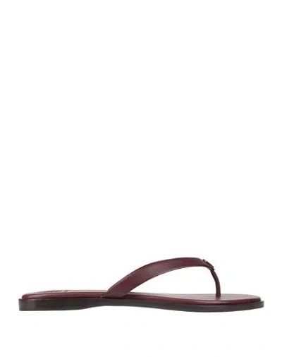 Tory Burch Woman Thong Sandal Burgundy Size 8.5 Calfskin