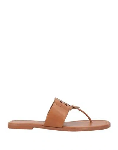 Tory Burch Woman Thong Sandal Camel Size 9.5 Leather
