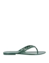 Tory Burch Woman Thong Sandal Dark Green Size 11 Textile Fibers
