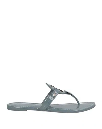 Tory Burch Woman Thong Sandal Grey Size 6 Leather In Multi