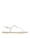 Tory Burch Woman Thong Sandal Ivory Size 11 Soft Leather In White
