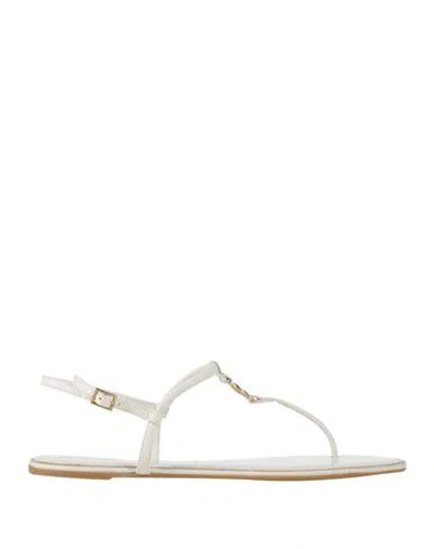 Tory Burch Woman Thong Sandal Ivory Size 11 Soft Leather In White