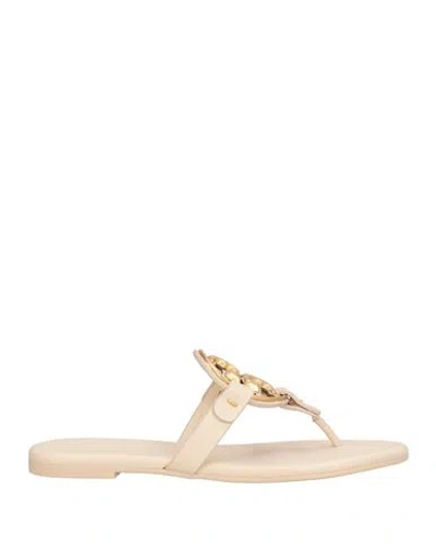 Tory Burch Woman Thong Sandal Ivory Size 6 Leather In White