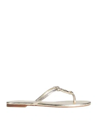 Tory Burch Woman Thong Sandal Platinum Size 6 Goat Skin In Gray