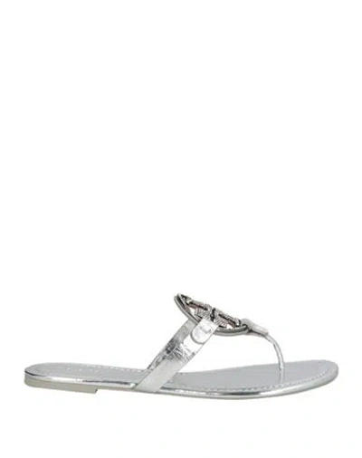 Tory Burch Woman Thong Sandal Silver Size 8 Leather