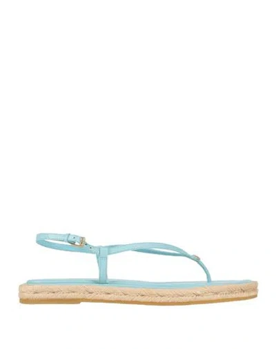 Tory Burch Woman Thong Sandal Sky Blue Size 8 Leather