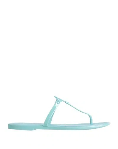 Tory Burch Woman Thong Sandal Turquoise Size 8 Rubber In Blue