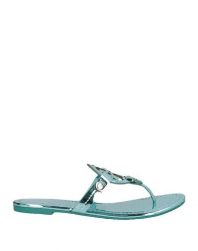 Tory Burch Woman Thong Sandal Turquoise Size 8 Synthetic Fibers In Blue
