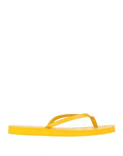 Tory Burch Woman Thong Sandal Yellow Size 8 Rubber