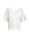 Tory Burch Woman Top Ivory Size 10 Linen, Cotton, Polyester In White