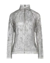 Tory Burch Woman Top Silver Size 4 Nylon, Metallic Fiber In Silver