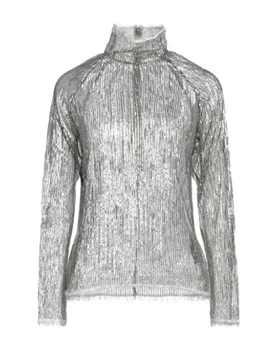 Tory Burch Woman Top Silver Size 4 Nylon, Metallic Fiber