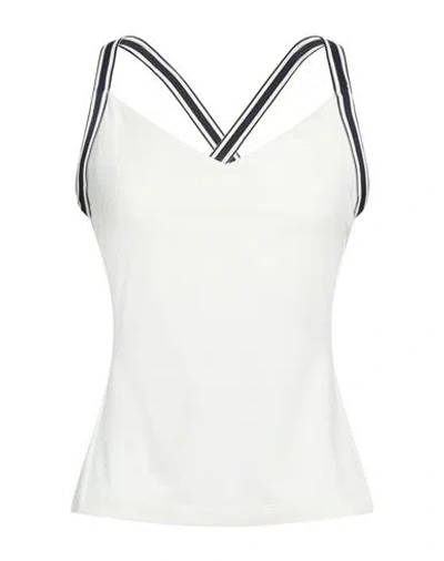 Tory Burch Woman Top White Size L Polyester, Elastane