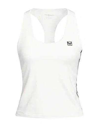 Tory Burch Woman Top White Size L Polyester, Elastane