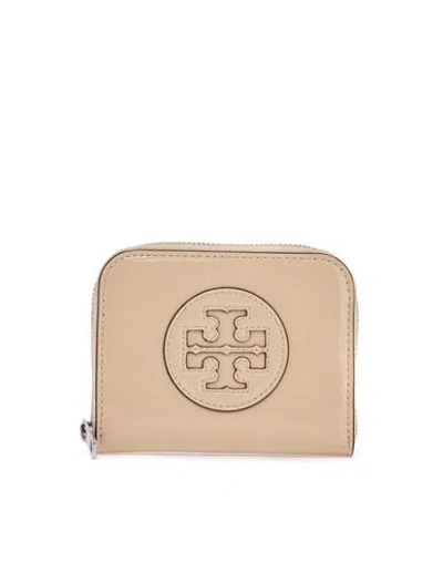 Tory Burch Small Organic Ella Wallet In Beige