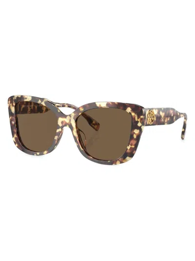 Tory Burch Oversized Gradient Acetate Butterfly Sunglasses In Blonde Havana Brown