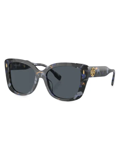 Tory Burch Women's 0ty7198u 54mm Butterfly Sunglasses In Blue Havana Dark Blue