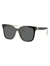 Tory Burch Women's Thin Miller 53mm Square Sunglasses In Black Ivory Dark Grey
