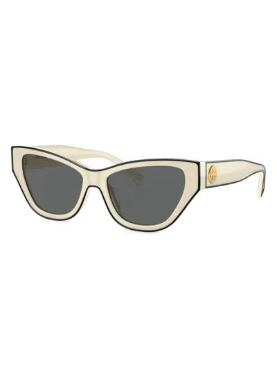 Tory Burch 54mm Cat Eye Sunglasses In Ivory Black Grey