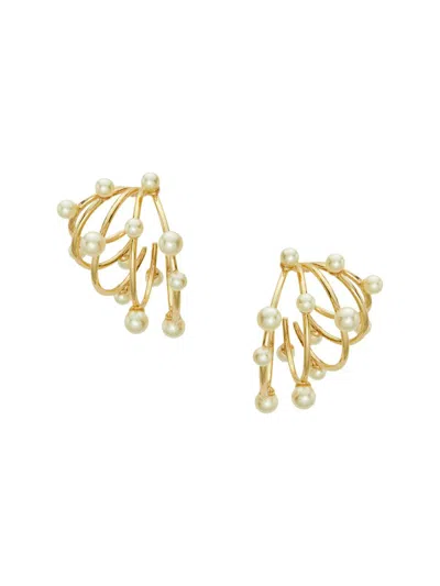 Tory Burch Women's 18k-gold-plated & Imitation Pearl Multi-hoop Earrings In Burgundy
