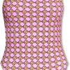TORY BURCH WOMEN'S 3D DRAWSTRING BACK CHECKERED ONE PIECE SWIMSUIT