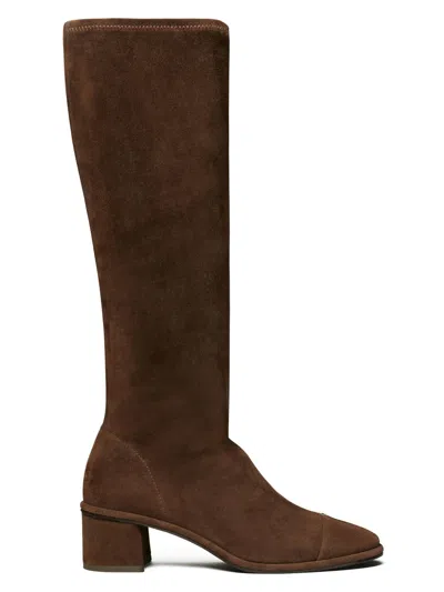 Tory Burch Women's 55mm Suede Knee-high Boots In Dark Cocoa