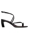Tory Burch Pierced Leather Toe Ring Strappy Sandals In Black
