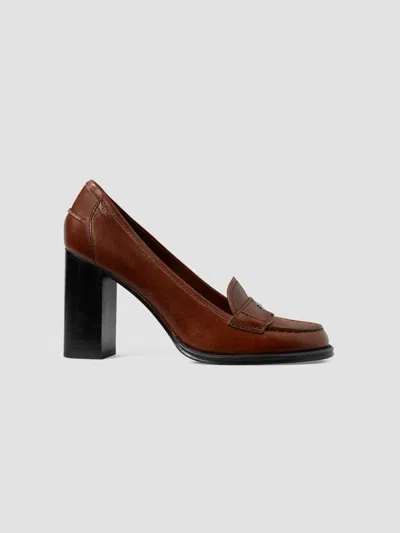 Tory Burch Women's 85mm Leather Loafer Pumps In Chocolate