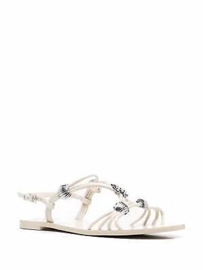 Pre-owned Tory Burch Women's Bead-detail Strappy Sandals For Women - Size 9 In White