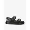 TORY BURCH TORY BURCH WOMEN'S BLACK KIRA LOGO-PLAQUE LEATHER SANDALS